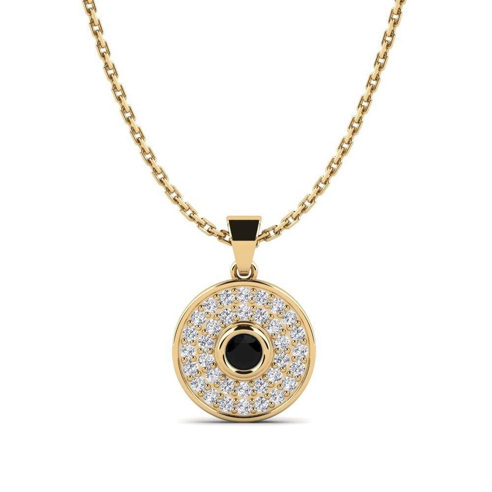 14k Yellow Gold Black Diamond Women's Pendant Siskin