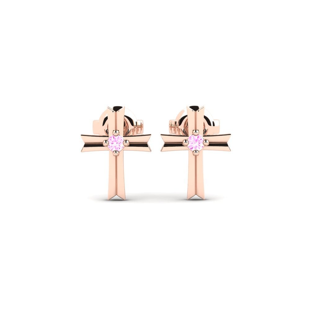 18ct Rose Gold Pink Sapphire Women's Earring Sispara