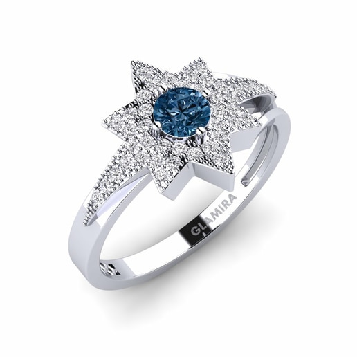 Anillo Situla Oro Blanco 585 & Diamante Azul & Diamante
