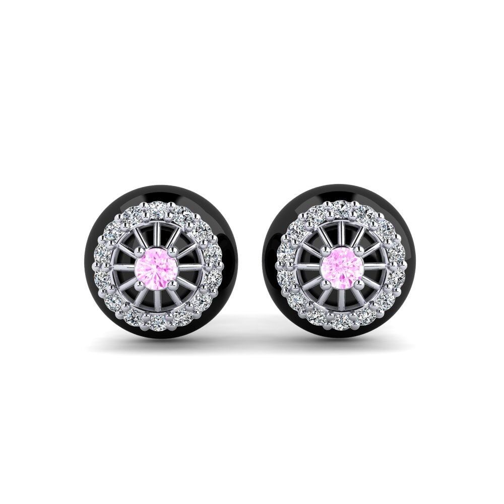 18ct White Gold Pink Sapphire Women's Earring Sjoberg