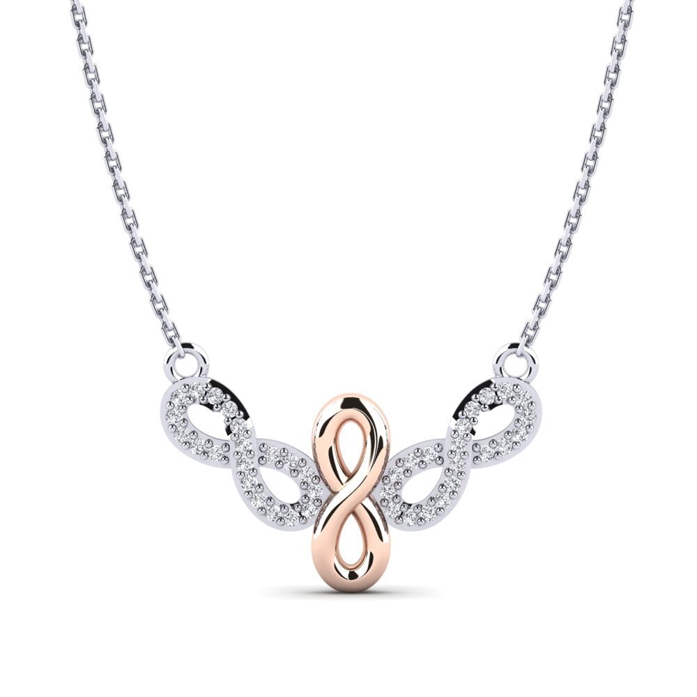 14k Oro Blanco & Rosa Collar de Mujer Skagern