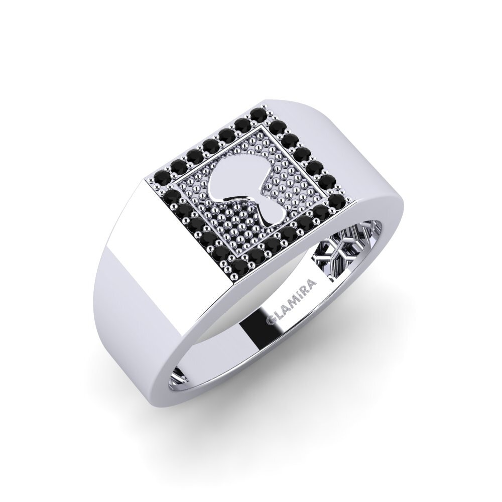 Diamante Negro Anillo de dedo meñique para hombre Skelli