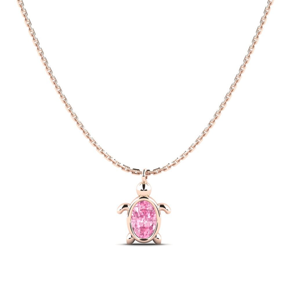 18ct Rose Gold Pink Sapphire Women's Pendant Skilpad