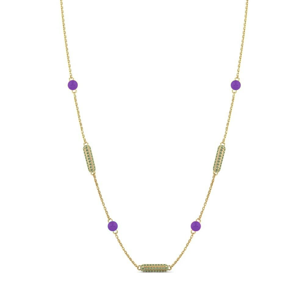 Dây chuyền Vàng 18K Kim Cương Xanh Lá Cây Bến