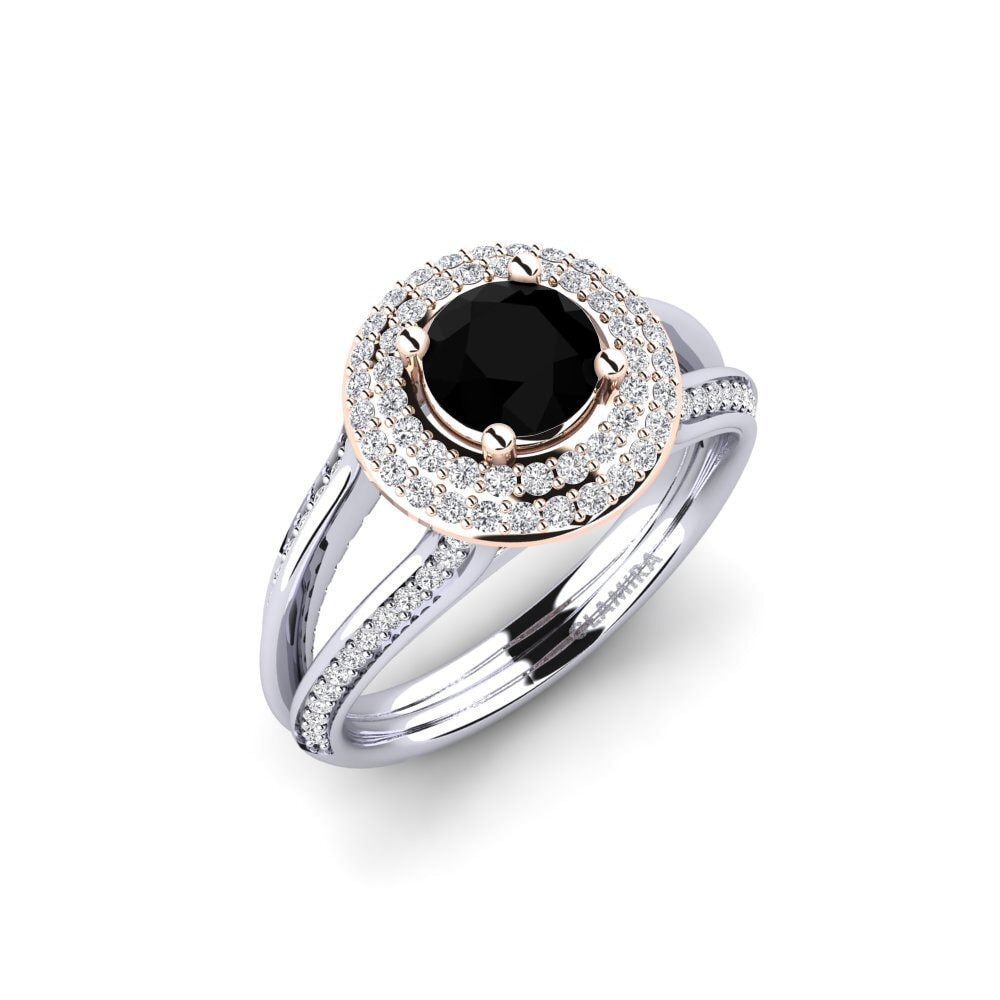 9ct White & Rose Gold Black Onyx Engagement Ring Skopleos