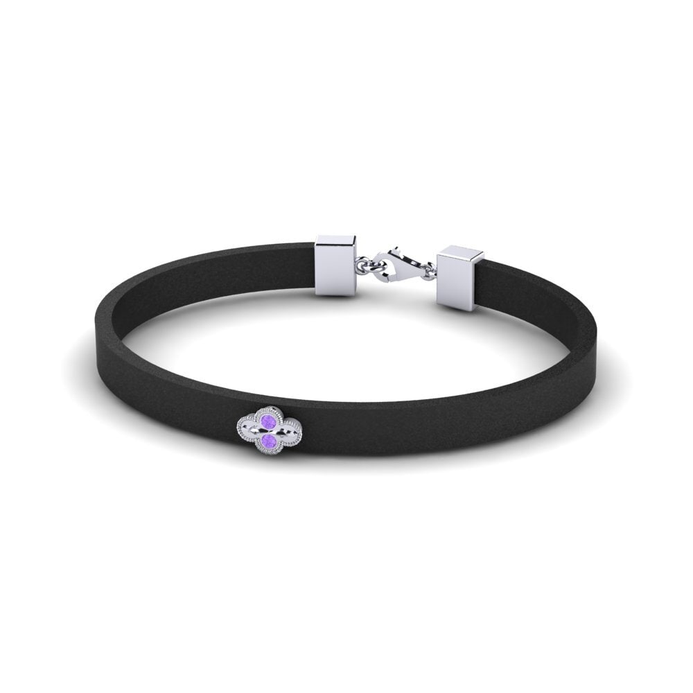 9ct White Gold Amethyst Men's Bracelet Skylar