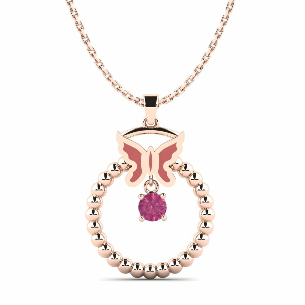 Dây chuyền Vàng Hồng 14K Đá Tourmaline Hồng / Bích tỷ Animals