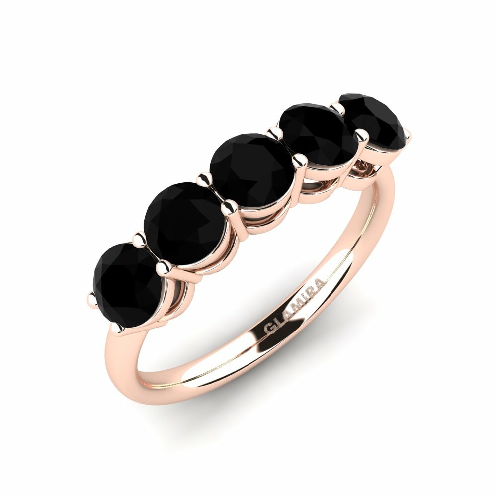9k Rose Gold Black Onyx Engagement Ring Sloop