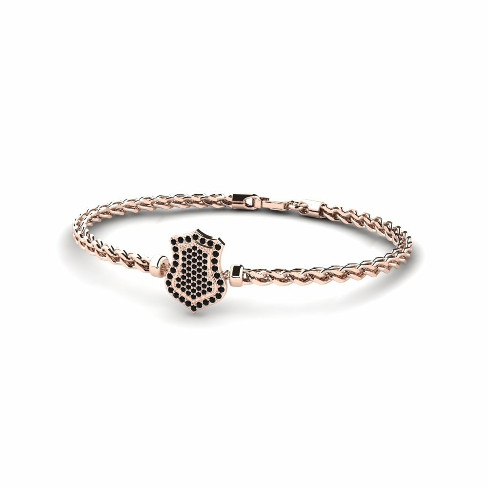 Chain Men's Bracelets Slug 585 Rose Gold Black Diamond