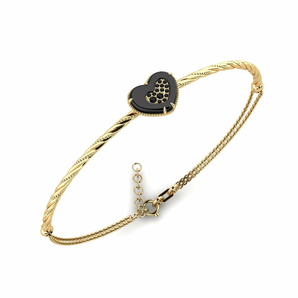 Bracelet pour femme Snapp Or Jaune 585 Diamant Noir Céramique 0.103 Carats Ronde