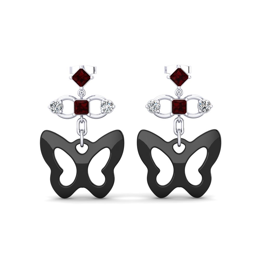 18ct White Gold Garnet Women's Earring Sneaselis