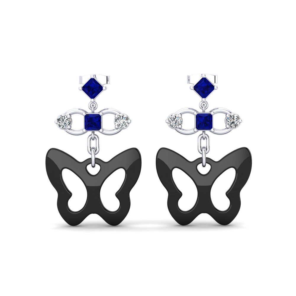 White Silver Sapphire Women's Earring Sneaselis