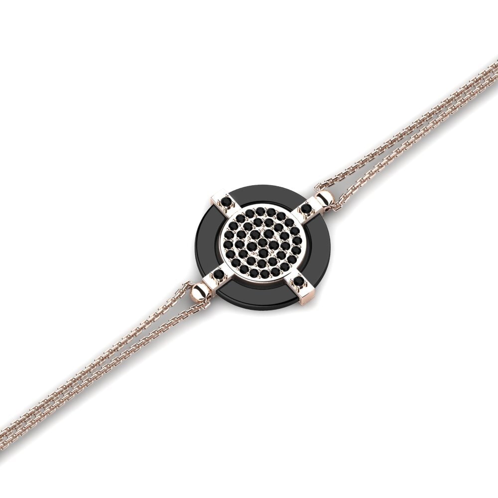 18k Oro Rosa Ónix Negro Pulsera de Mujer Snedden