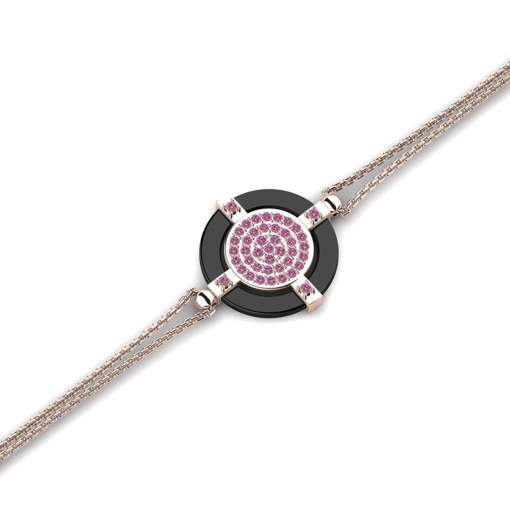 14k Oro Rosa Rodolita de Granito Pulsera de Mujer Snedden