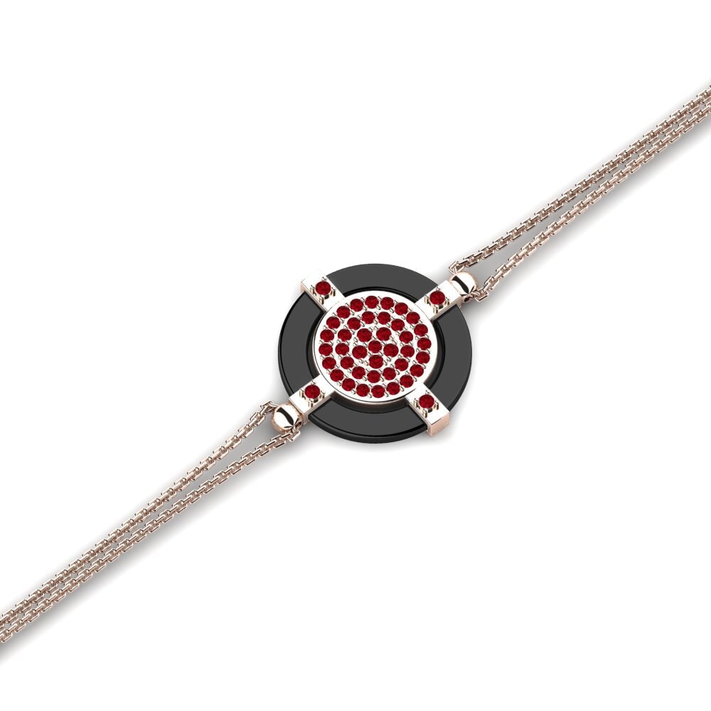 14k Oro Rosa Circonita Roja Pulsera de Mujer Snedden