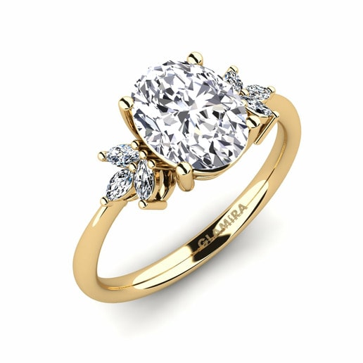 Anillo Snegyl Oro Amarillo 585 & Diamante & Cristal de Swarovski