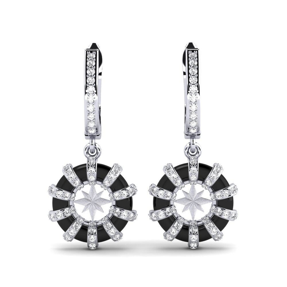 925 Prata de lei diamante-safira Brincos Feminino Snomes