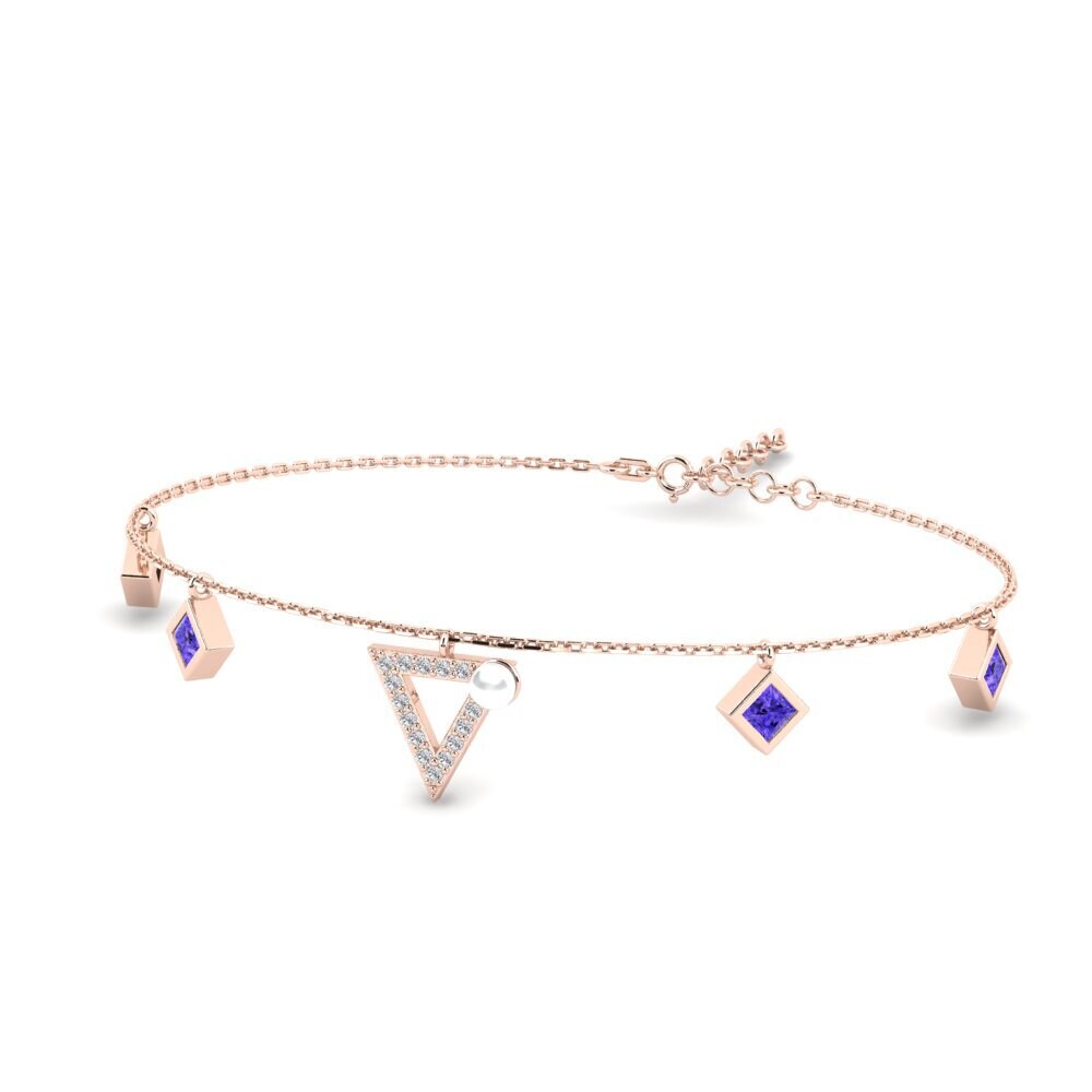14ct Rose Gold Tanzanite Women's Bracelet Soet