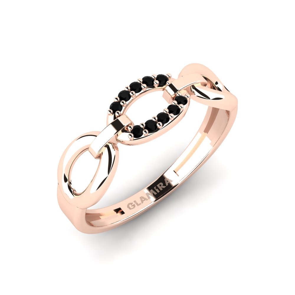 14k Oro Rosa Ónix Negro Anillo Sognu