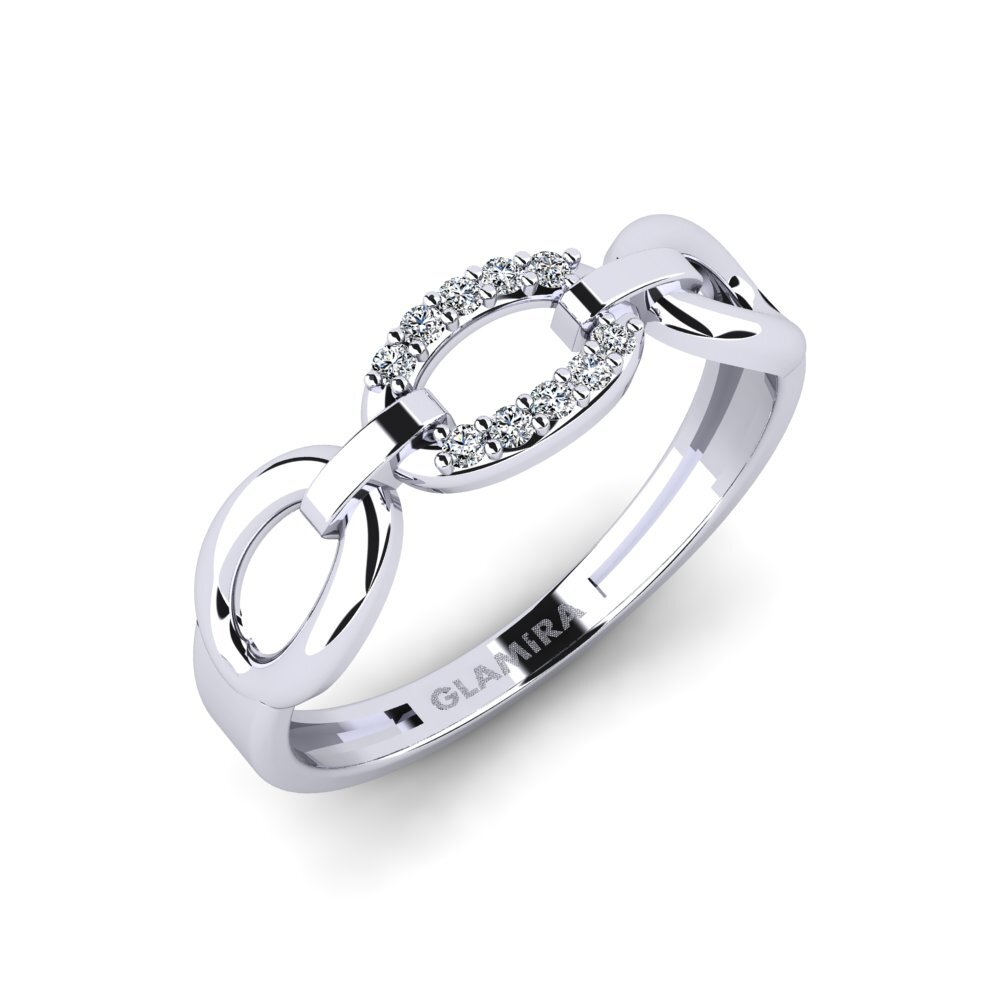 14k Oro Blanco Circonita Anillo Sognu