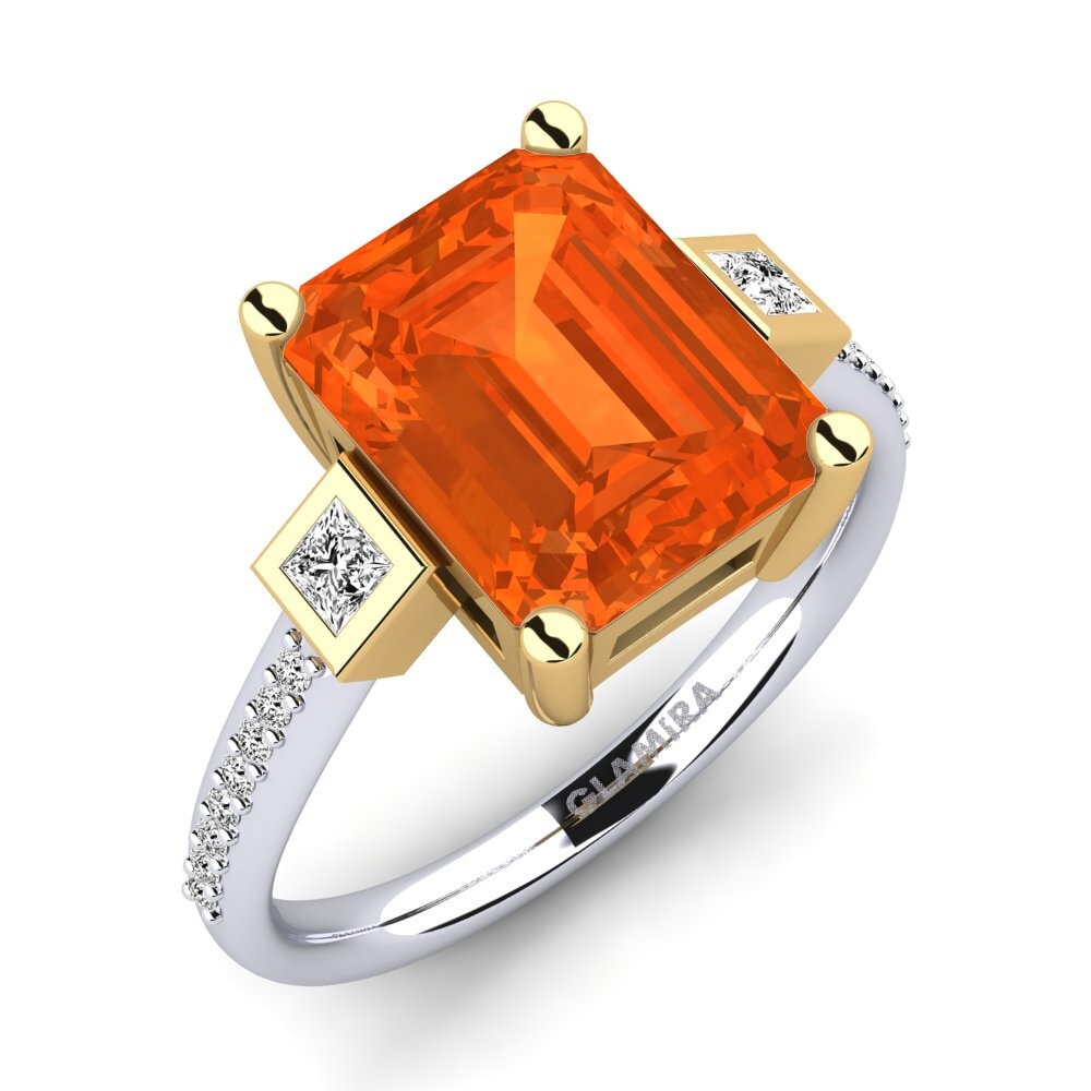 18ct White / Yellow Gold Fire-Opal Engagement Ring Sohniel