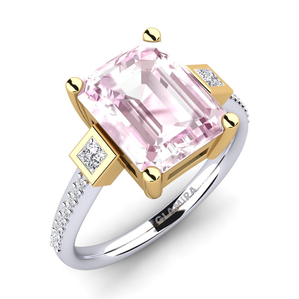 14ct White & Yellow Gold Kunzite Engagement Ring Sohniel