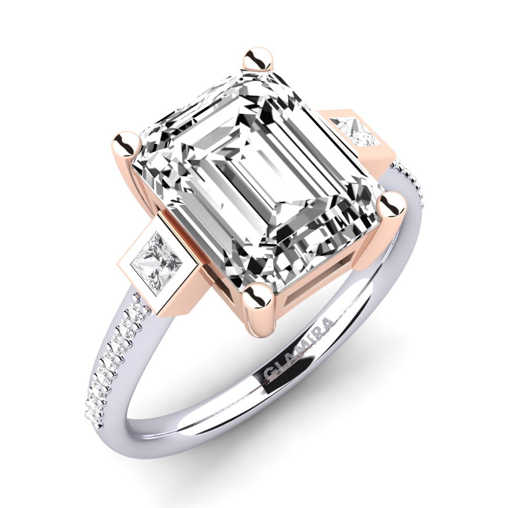 18k Oro Blanco & Rosa Moissanita Anillo de compromiso Sohniel