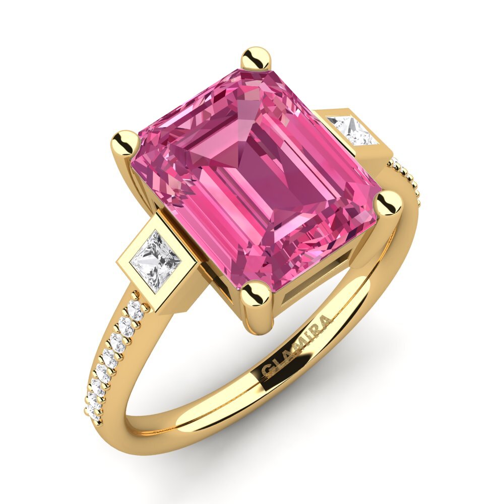 9ct Yellow Gold Pink Tourmaline Engagement Ring Sohniel