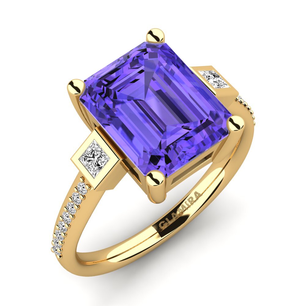 14k Oro Amarillo Tanzanita Anillo de compromiso Sohniel