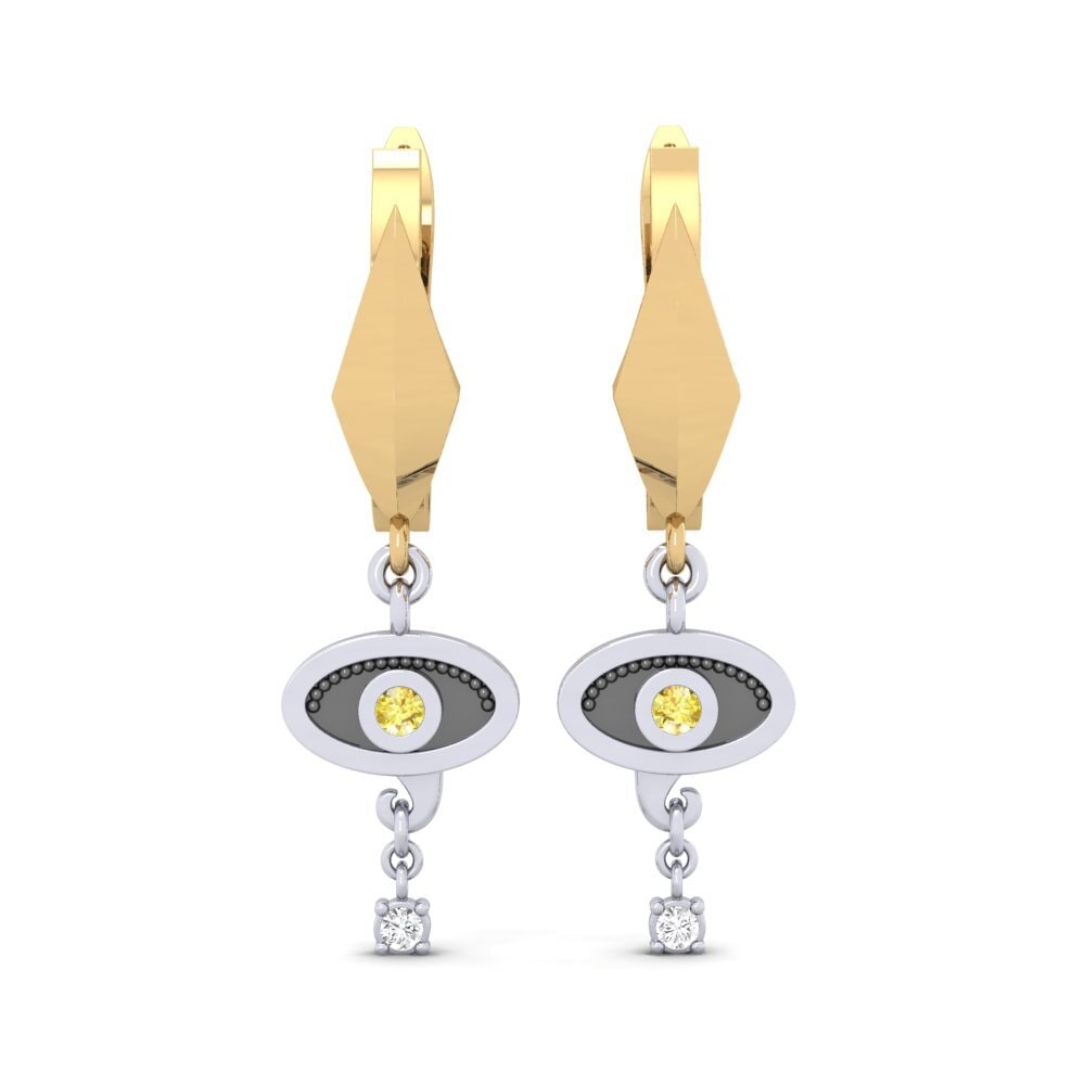 14ct Yellow / White Gold Yellow Sapphire Women's Earring Solamente