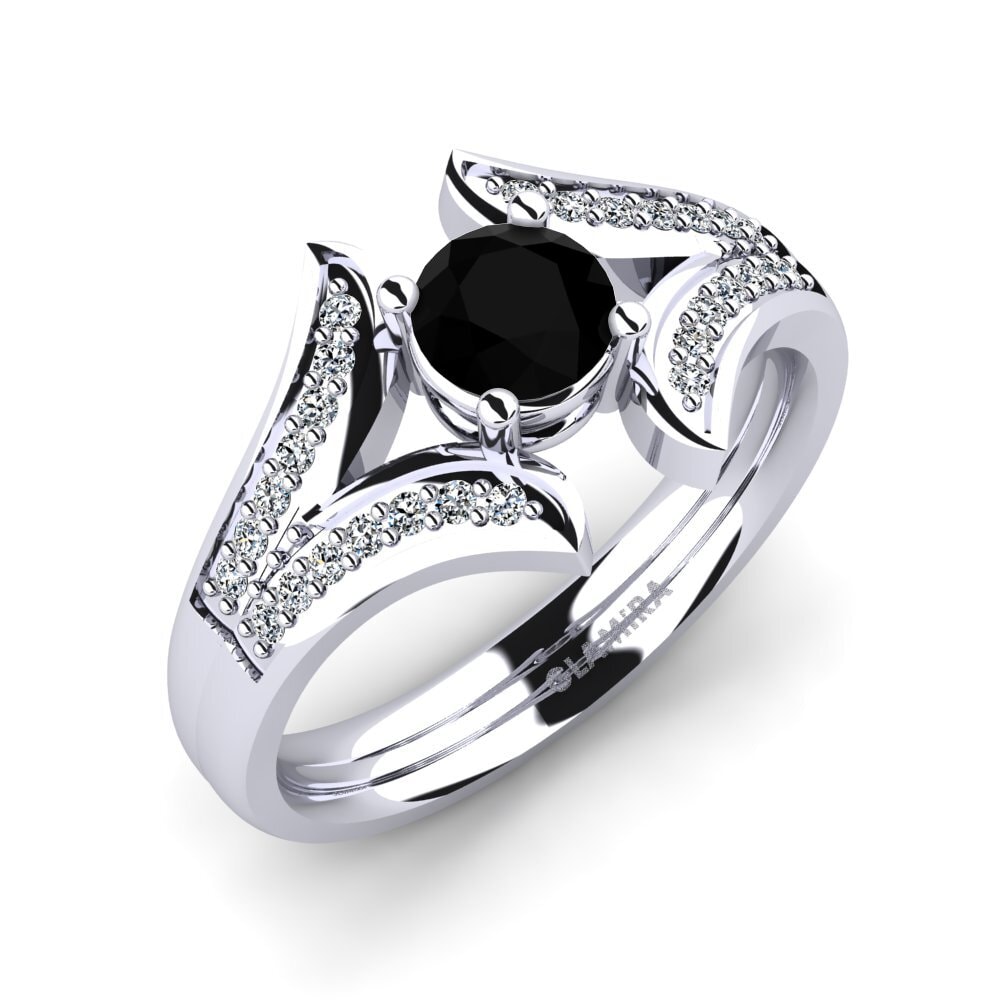 Black Diamond Engagement Ring Solita