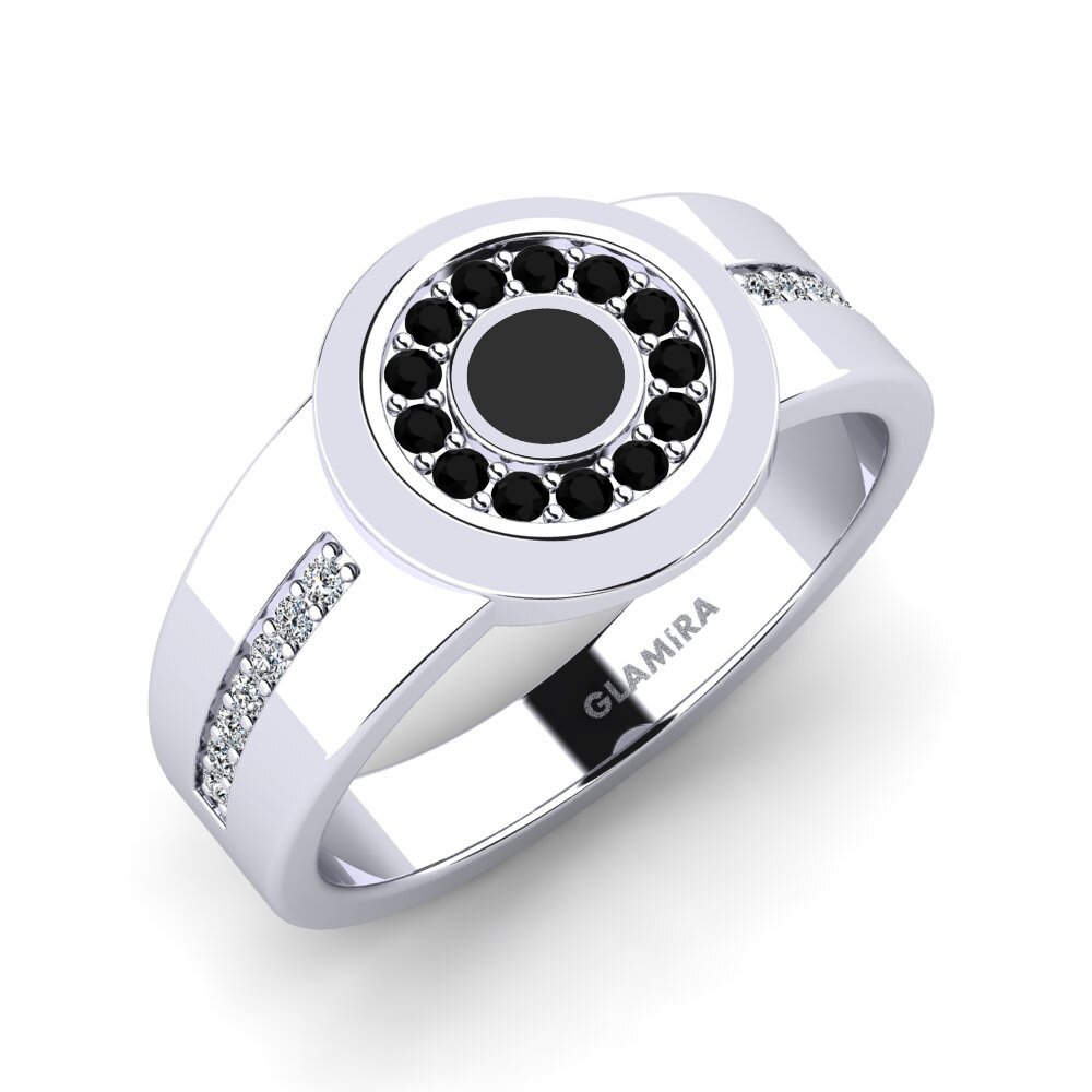 Diamante Negro Anillo de dedo meñique para hombre Soll