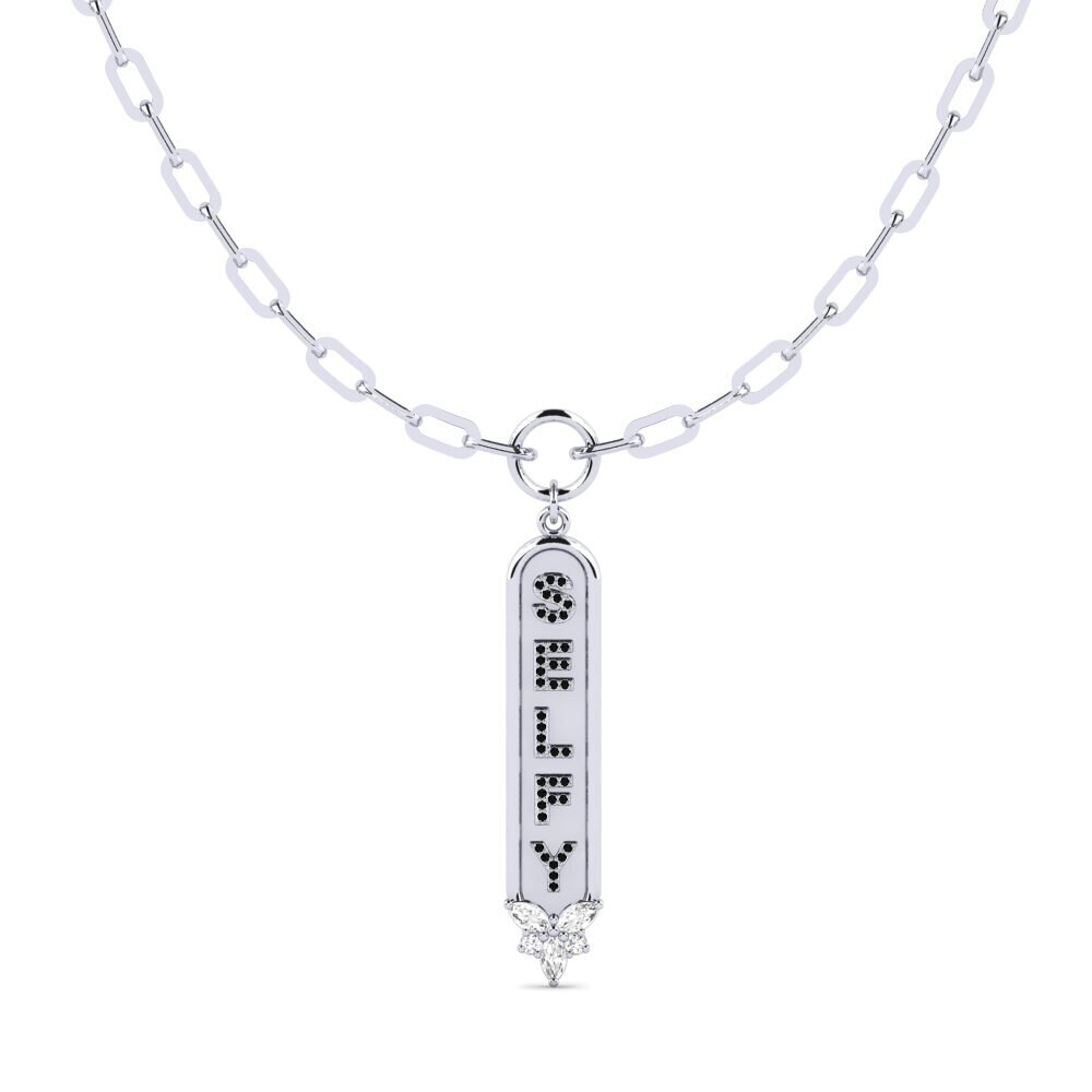 White Silver Black Sapphire Women's Necklace Solothurn