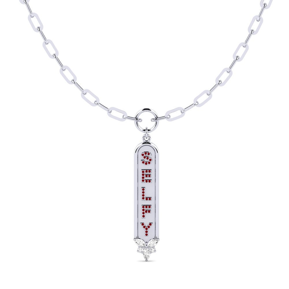 Perak Putih ruby-zirconia Kalung wanita Solothurn