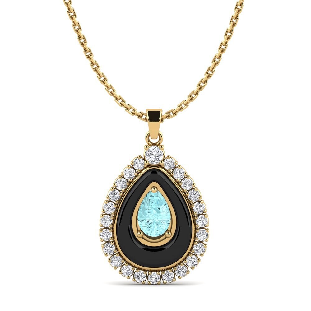 14ct Yellow Gold Aquamarine Women's Pendant Somertz