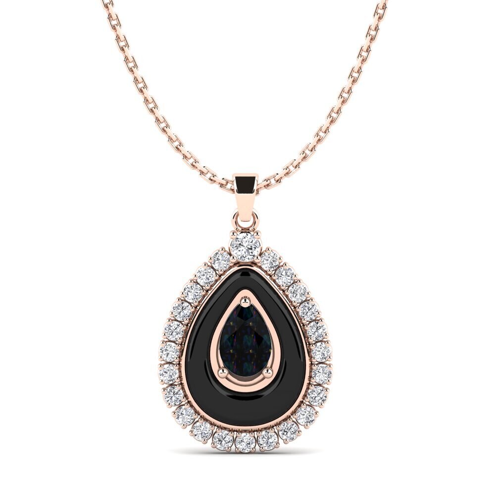 14ct Rose Gold Black Opal Women's Pendant Somertz