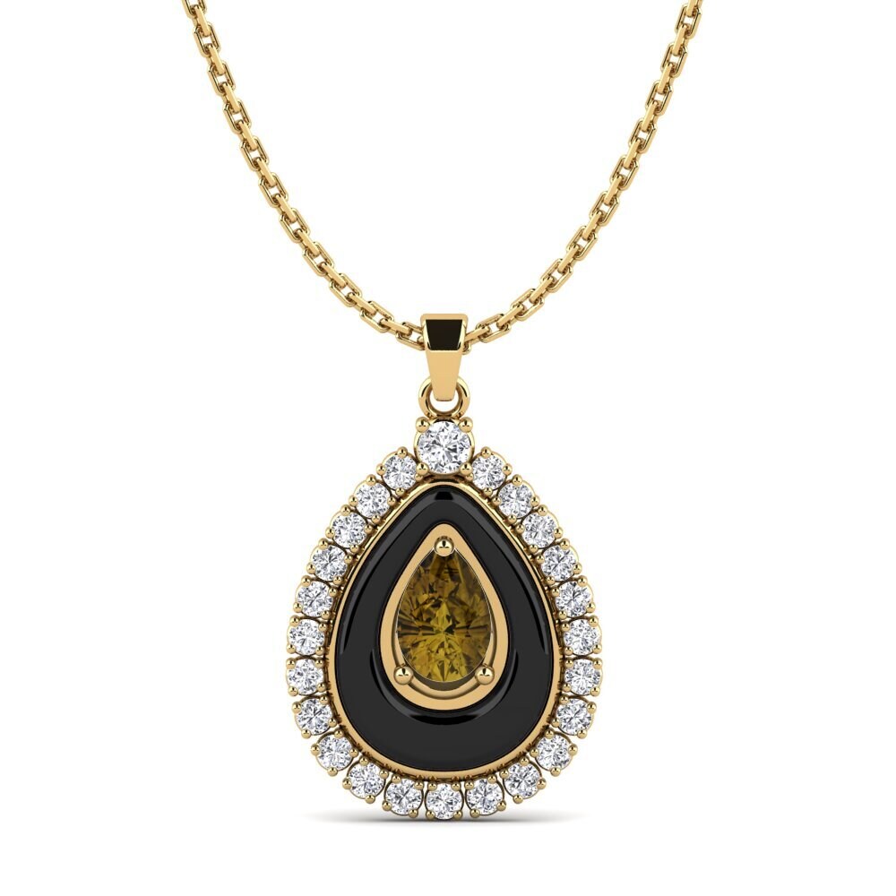 14ct Yellow Gold Brown Zircon Women's Pendant Somertz