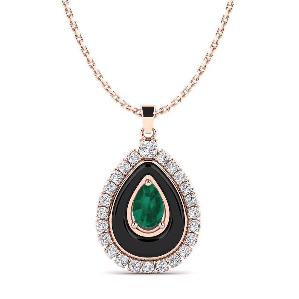 9ct Rose Gold Emerald Women's Pendant Somertz