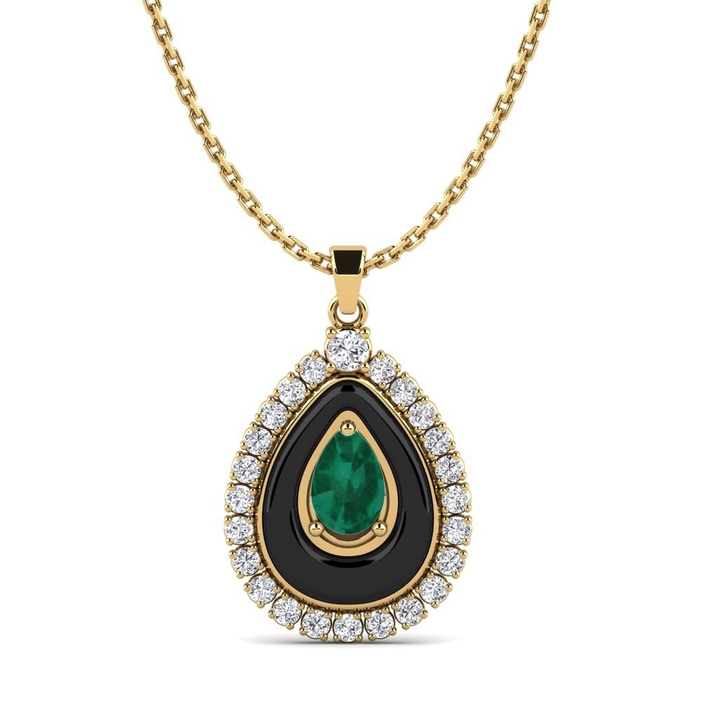 18ct Yellow Gold Emerald Women's Pendant Somertz