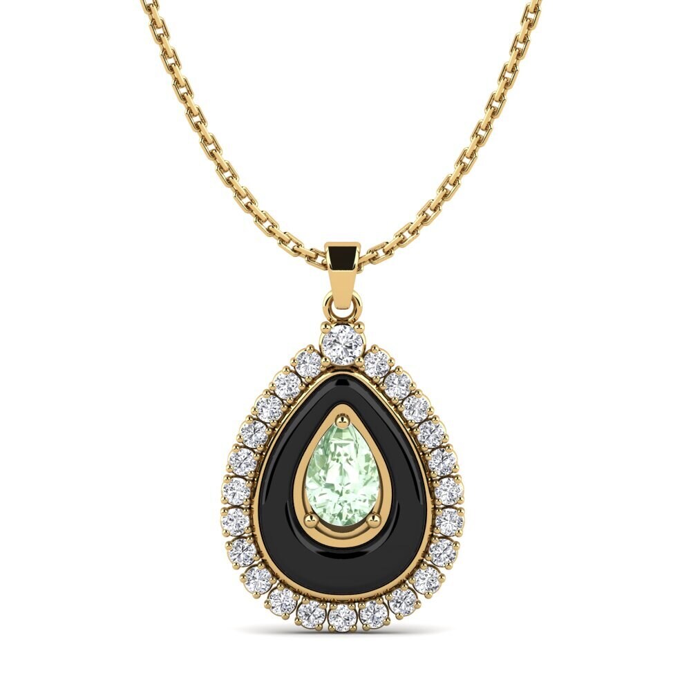 14ct Yellow Gold Green Amethyst Women's Pendant Somertz