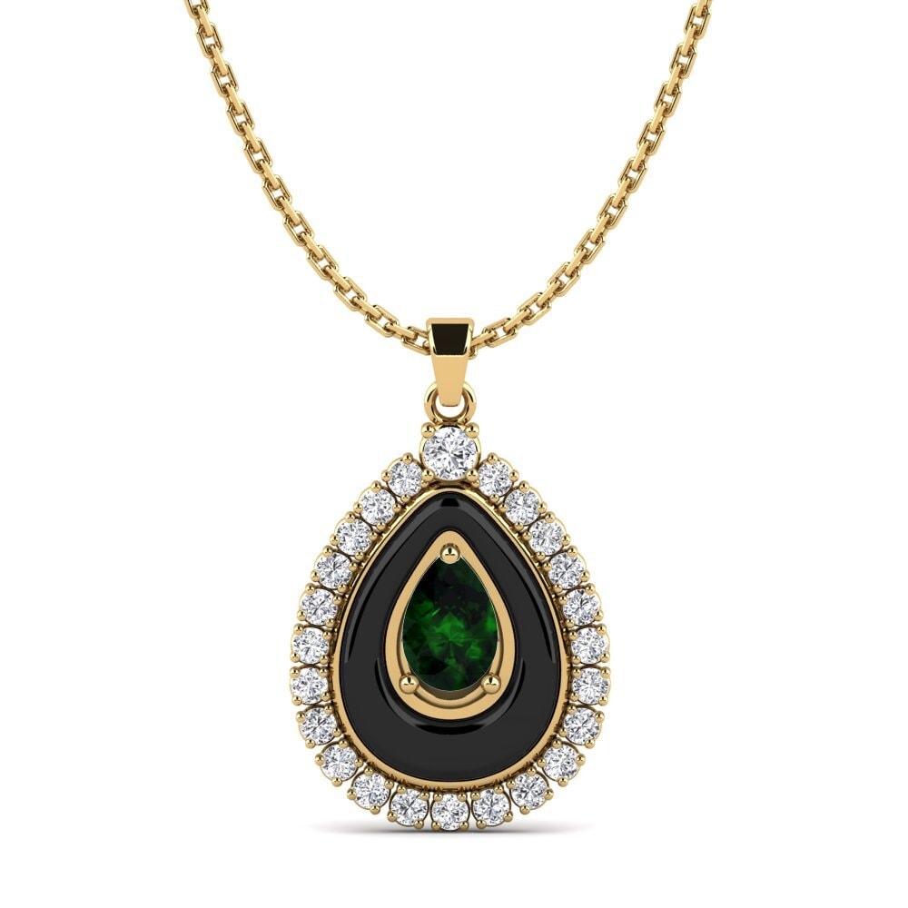 14ct Yellow Gold Green Tourmaline Women's Pendant Somertz