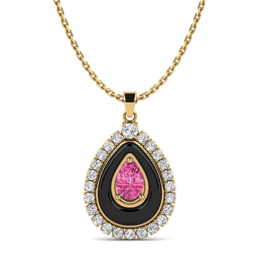 14ct Yellow Gold Pink Tourmaline Women's Pendant Somertz