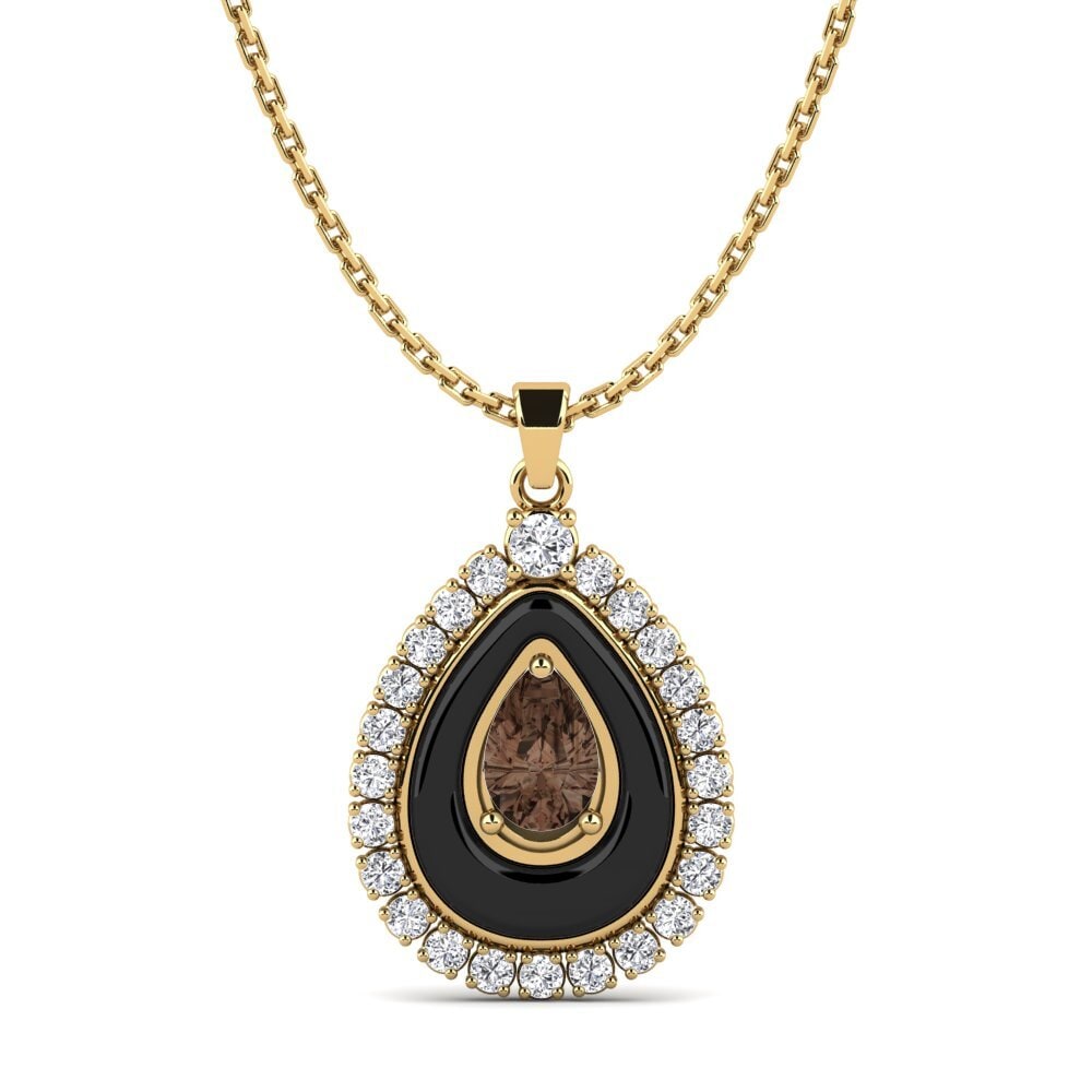 14ct Yellow Gold Smoky Quartz Women's Pendant Somertz