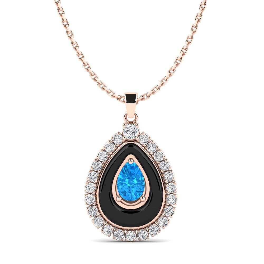 9ct Rose Gold Blue Topaz Women's Pendant Somertz