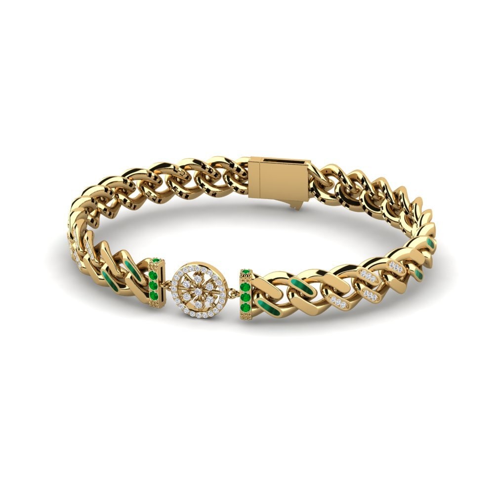 14k Oro Amarillo Esmeralda Pulsera de Mujer Somnly