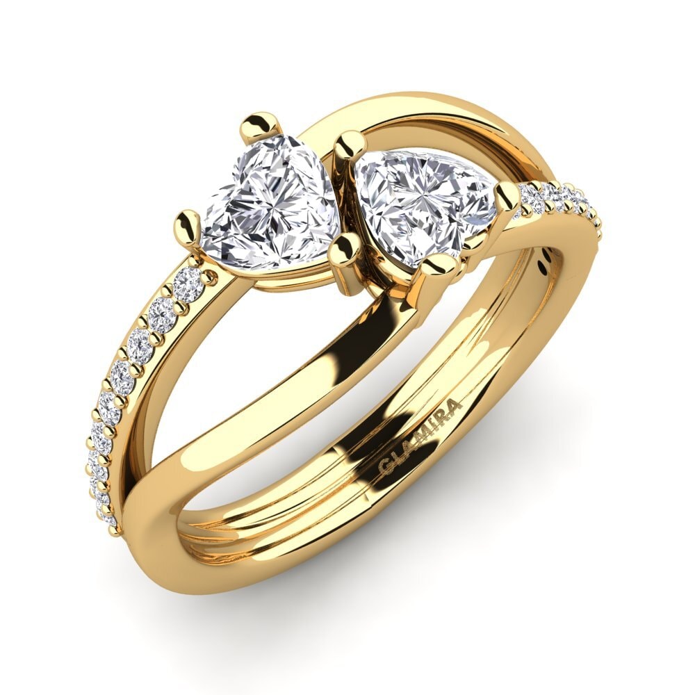 18K Geel Goud Laboratorium Gekweekte Diamant Ringen Sonnett