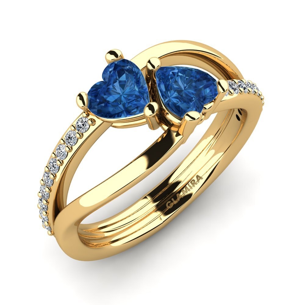 18K Geel Goud Donker Blauwe Zirkoon Ringen Sonnett