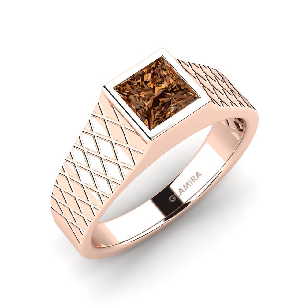 Oro Rosso 750 Diamante Marrone Anello da uomo Sorennos