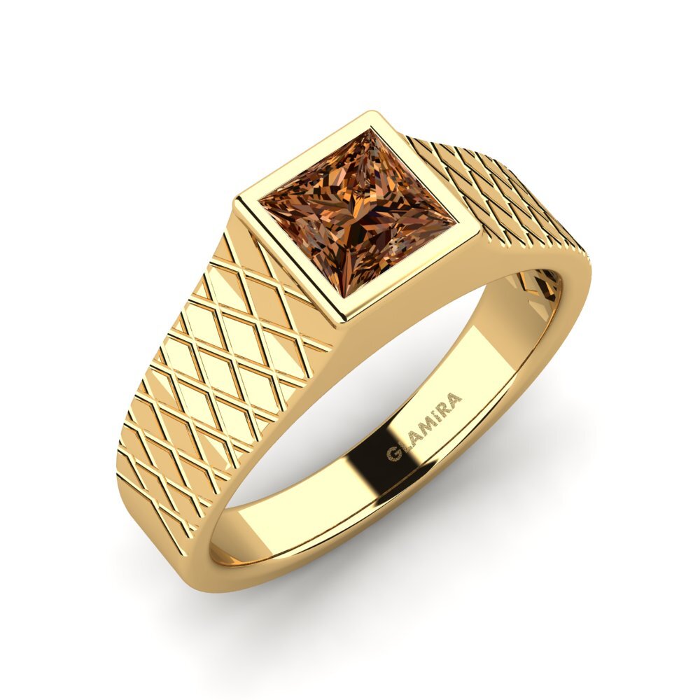 Oro Giallo 750 Diamante Marrone Anello da uomo Sorennos