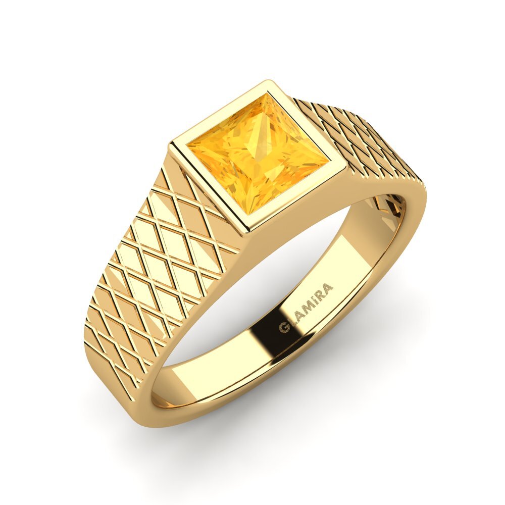 Oro Giallo 585 Citrino Anello da uomo Sorennos